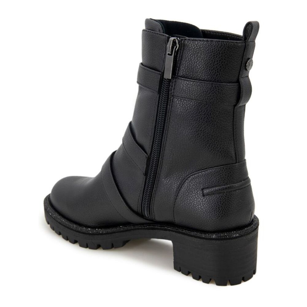 REACTION KENNETH COLE Womens Black Pull Tab Tate Round Toe Block Heel Moto 5.5 - Picture 4 of 4